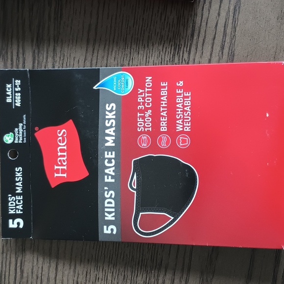 45 Hanes 100% Cotton Black Face Masks 40 Adult Size and 5 Kid's Size NWT - Picture 3 of 6